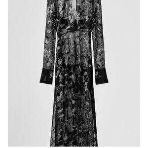 Zara black semi-sheer embroidered dress